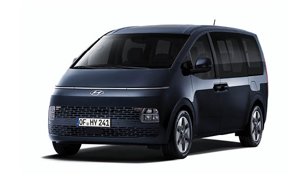 zu sehen ist ein dunkelblauer Hyundai STARIA