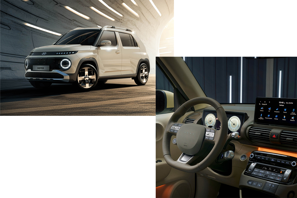 zu sehen ist ein Hyundai Inster und der Innenraum vom Inster