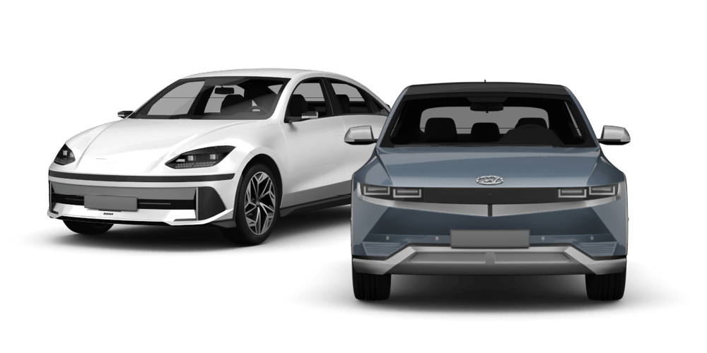 zu sehen sind zwei Hyundai Elektromodelle