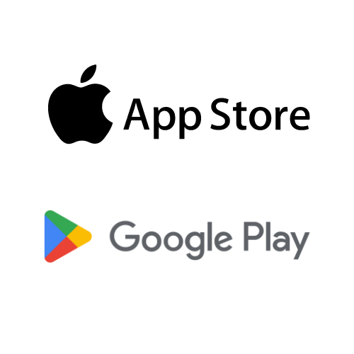Logo App Store und Google Play